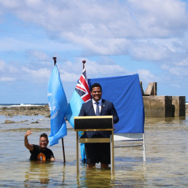 08/11/2021El ministro de Justicia, Comunicación y Relaciones Exteriores de Tuvalu, Simon Kofe