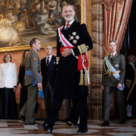 El rey Felipe VI durante la recepción en la Pascua Militar, en el Palacio Real, a 6 de enero de 2024, en Madrid