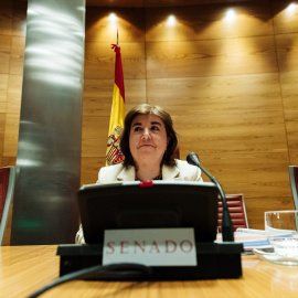 La presidenta interina del Consejo de Administración de la Corporación RTVE, Concepción Cascajosa, durante una comparecencia en el Senado, a 28 de mayo de 2024, en Madrid.