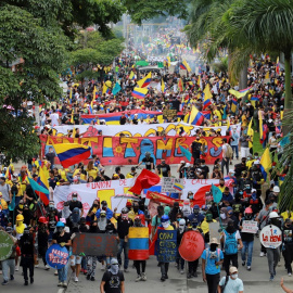 Marcha de protesta contra el Gobierno en Cali, Colombia.