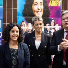 Jean-Luc Mélénchon, Manon Aubry y Yolanda Díaz