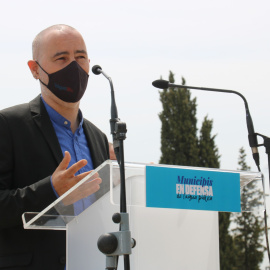 El president de l'AMAP, Eloi badia, en l'acte en defensa de la municipalització de l'aigua, el 31 de maig de 2021.