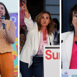 Irene Montero, Estrella Galán y Diana Riba.