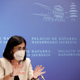 La ministra de Sanidad, Carolina Darias comparece en rueda de prensa tras la reunión del Consejo Interterritorial de Salud que se ha celebrado este miércoles en Pamplona