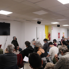 Una assemblea oberta parlamentària (AOP) de la CUP, on es decideix la posició del partit sobre els pressupostos del 2022.