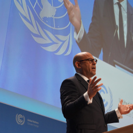 El secretario ejecutivo de la ONU para el Cambio Climático, Simon Stiell, durante su discurso en la Conferencia de Bonn, a 3 de junio de 2024.