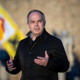 El secretario general de Junts per Catalunya, Jordi Turull, durante la ofrenda floral anual a la tumba del expresidente de la Generalitat Francesc Macià.