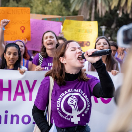 01/03/2024 Una mujer durante una manifestación con motivo del Día Internacional de la Mujer, a 8 de marzo de 2023, en Las Palmas de Gran Canaria.