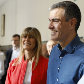 9 de junio de 2024. Pedro Sánchez y Begoña Gómez en un colegio electoral para votar en las elecciones europeas.