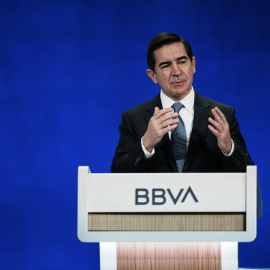 El presidente de BBVA, Carlos Torres Vila, durante una Junta General de Accionistas.