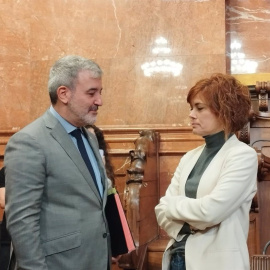 El alcalde de Barcelona, Jaume Collboni, con la líder de ERC en la corporación municipal, Elisenda Alamany, en una foto de archivo.