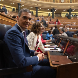 Pedro Sánchez, este miércoles en la sesión de control al Gobierno celebrada en el Congreso.