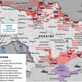 Mapa del avance ruso sobre Ucrania a 1 de abril de 2022.