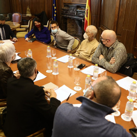 02/03/22. Miembros de Unidas Podemos reunidos con víctimas de abusos sexuales de la Iglesia, en Madrid, a 31 de enero de 2022.