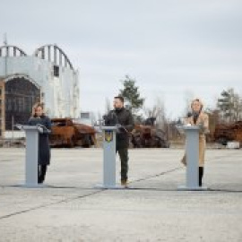 Líderes europeos y Trudeau conmemoran en Ucrania el segundo aniversario del comienzo de la guerra