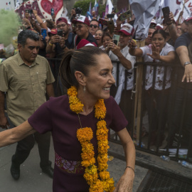 La candidata a la Presidencia de México Claudia Sheinbaum durante su último acto de campaña en Ciudad de México.