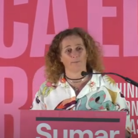 Nina Gordillo durante el acto de fin de campaña de Sumar.