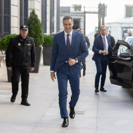 Pedro Sánchez, a su llegada al Congreso este miércoles.