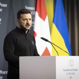 El presidente de Ucrania, Volodímir Zelenski, durante la  cumbre de paz, en Suiza, a 15 de junio de 2024