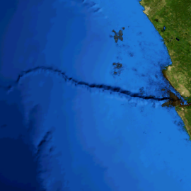 Representación topográfica del cañón submarino del Congo, de 280 kilómetros de longitud, en la costa occidental africana.