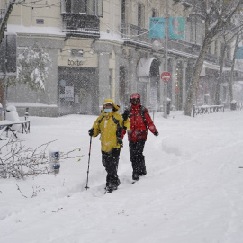 El centro de Madrid durante la nevada.