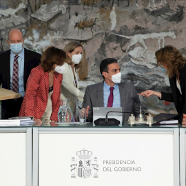 El presidente del Gobierno, Pedro Sánchez, durante la reunión del Consejo de Ministros de este martes.