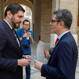 Alejandro Nolasco y Félix Bolaños en la sede del Gobierno de Aragón, a 20 de junio de 2024.