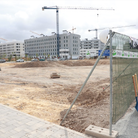 Obras de la promoción 'Residencial Puerta Jerez', en Sevilla (Andalucía, España).