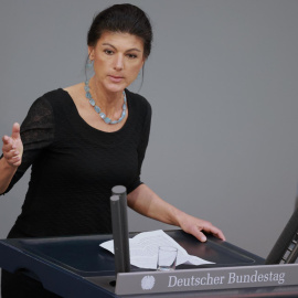 La líder de la Alianza Sahra Wagenknecht (BSW), Sahra Wagenknecht, durante una sesión en el parlamento alemán 'Bundestag' en Berlín, Alemania