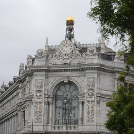 Detalle de la fachada de la sede del Banco de España en Madrid.