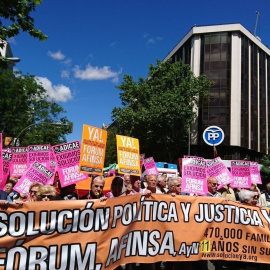 Protestas de los afectados por el fraude del Forum Filatélico en Madrid./ Europa Press