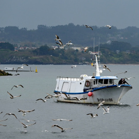 Un barco de flota artesanal en la dársena de A Marina en A Coruña, Galicia (España) en una imagen de archivo.