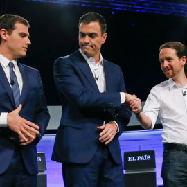 Albert Rivera, Pedro Sánchez y Pablo Iglesias. FOTO: JuanJo Martin/EFE