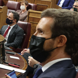 21/10/2020 Pablo Casado y Santiago Abascal en el Congreso de los Diputados