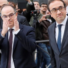 Los exconsellers Josep Rull y Jordi Turull a su llegada a la Audiencia Nacional. EFE