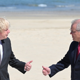 Boris Johnson y el primer ministro austrliano Scott Morrison durante el G7.