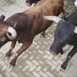 14/7/22 Toros durante el último encierro de las Fiestas de San Fermín, donde la tauromaquia también está muy presente, a 14 de julio de 2022