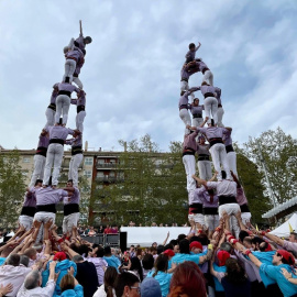 La 'colla castellera' Los Minyons de Terrassa actúa este sábado en las fiestas de Vallecas.