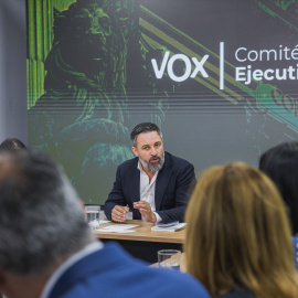 El líder de Vox, Santiago Abascal, durante una reunión extraordinaria del Comité Ejecutivo Nacional de VOX