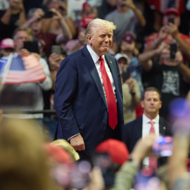 20 de julio de 2024. Donald Trump en el mitin en Grand Rapids (Michigan), el 20 de julio.