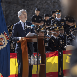 23/07/2024 El ministro del Interior, Fernando Grande-Marlaska, durante un acto de la Policía en Ceuta.