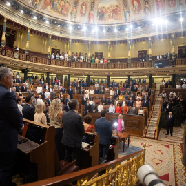 Minuto de silencio por los asesinatos machistas ocurridos el fin de semana pasado durante una sesión extraordinaria en el Congreso de los Diputados, a 17 de julio de 2024, en Madrid (España).