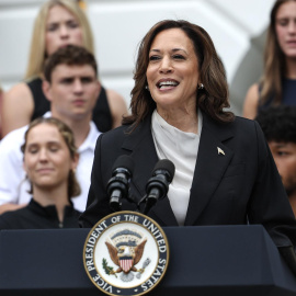 La candidata a la presidencia de EEUU, Kamala Harris, durante un acto en la Casa Blanca, a 22 de julio de 2024.