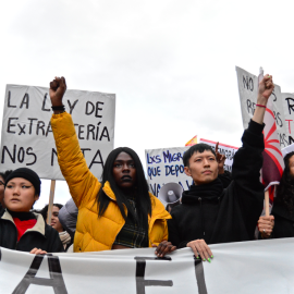 Cabecera de la manifestación antirracista convocada por colectivos. ARANCHA RÍOS