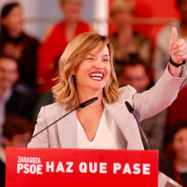 07/04/2019.- Imagen de archivo de Pilar Alegría en un mitin del PSOE-Aragón en Zaragoza. Fabián Simón / Europa Press