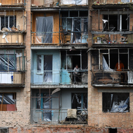 14/08/2024 Edificio destrozado en Kursk, Rusia. Foto de archivo.