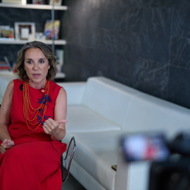 La secretaria general del PP, Cuca Gamarra, durante una entrevista con Europa Press este mes de agosto.