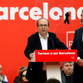 El primer secretario del PSC, Miquel Iceta, junto al alcaldable socialista por Barcelona, Jaume Collboni.EFE