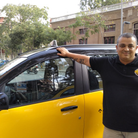 El líder sindical d'Élite Taxi, Alberto 'Tito' Álvarez, a Barcelona. Àngel Ferrero