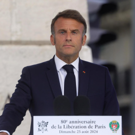 26/08/2024 El presidente francés, Emmanuel Macron, durante el acto de conmemoración de la Liberación de París. Foto de archivo.